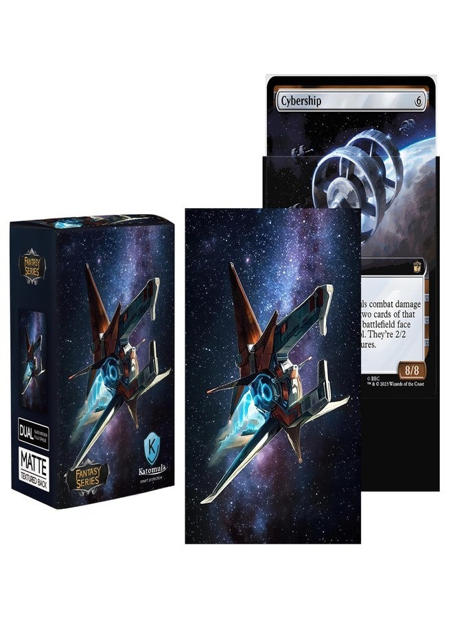 Katomula 100 MTG Card Sleeves with 100 Inner Sleeve, Textured Back Art Sleeves, Fit Standard Size Cards-Spaceship - Image 2